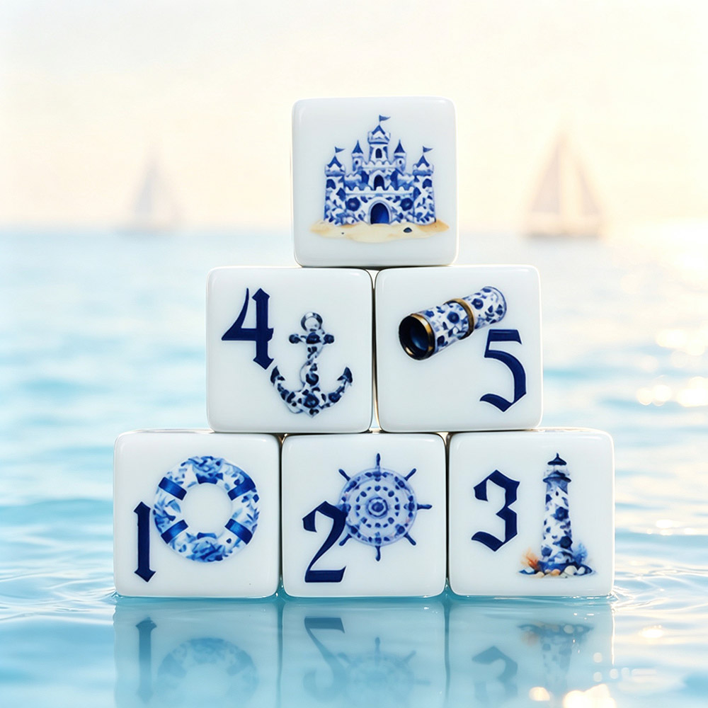 Board Game Print - 12 dés en acrylique bleus nautiques
